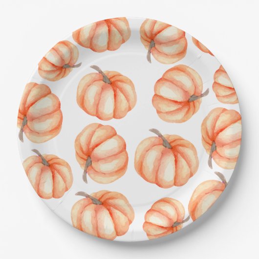 Assiettes En Carton Motif d'aquarelle orange Citrouille Halloween Auto (Devant)