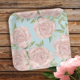 Assiettes En Carton Motif d'aquarelle rose