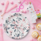 Assiettes En Carton Motif d'aquarelle rose et gris (Fête)