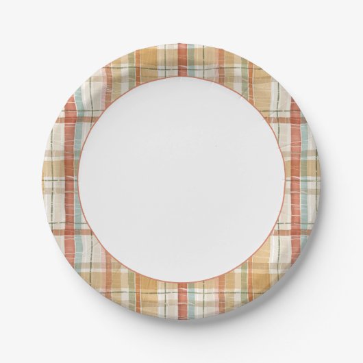 Assiettes En Carton Motif d'aquarelle Russe Plaid Automne (Devant)