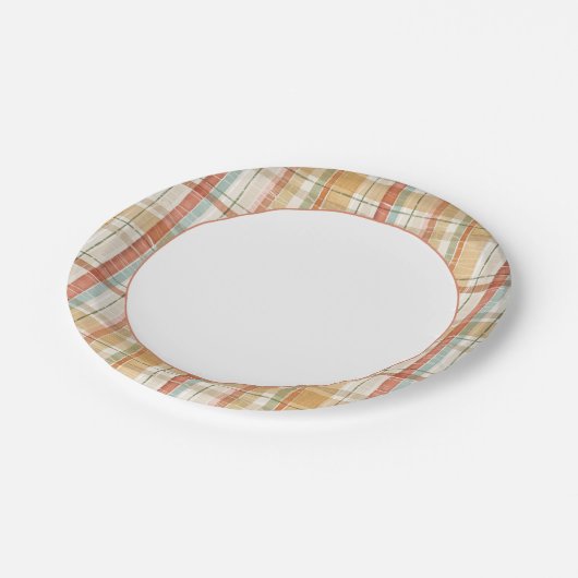 Assiettes En Carton Motif d'aquarelle Russe Plaid Automne (Angle)