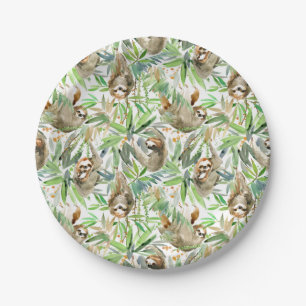 Assiettes En Carton Motif d'aquarelle tropicale