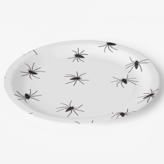 Assiettes En Carton Motif d'araignée d'Halloween (Angle)