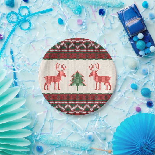 Assiettes En Carton Motif d'arbre de Noël de rennes nues | Vacances (Fête)