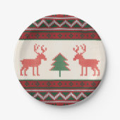 Assiettes En Carton Motif d'arbre de Noël de rennes nues | Vacances (Devant)