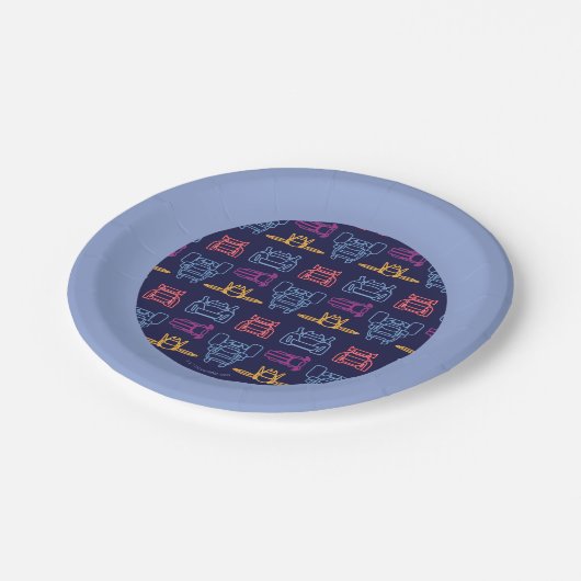 Assiettes En Carton Motif d'arrière-plan Batwheel™ Neon (Angle)