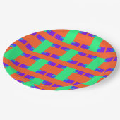 Assiettes En Carton motif d'art abstrait orange vert (Angle)