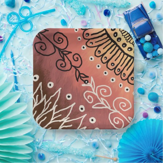 Assiettes En Carton Motif d'art drôle rouge (Fête)