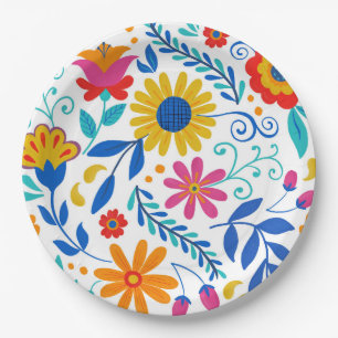 Assiettes En Carton Motif d'art populaire mexicain