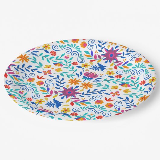 Assiettes En Carton Motif d'art populaire mexicain (Angle)