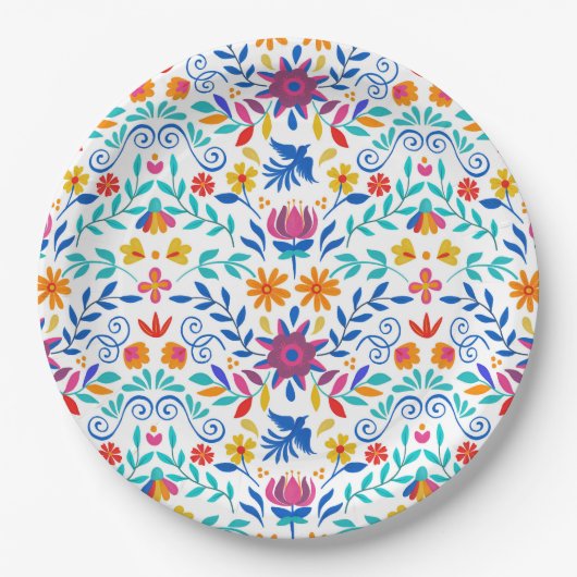 Assiettes En Carton Motif d'art populaire mexicain (Devant)
