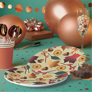 Assiettes En Carton Motif d'automne coloré