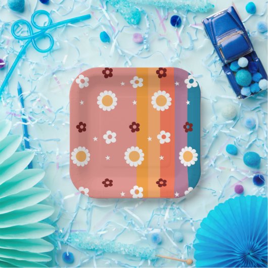 Assiettes En Carton Motif de Baby shower Super rétro (Fête)