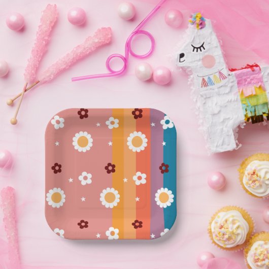 Assiettes En Carton Motif de Baby shower Super rétro (Fête)