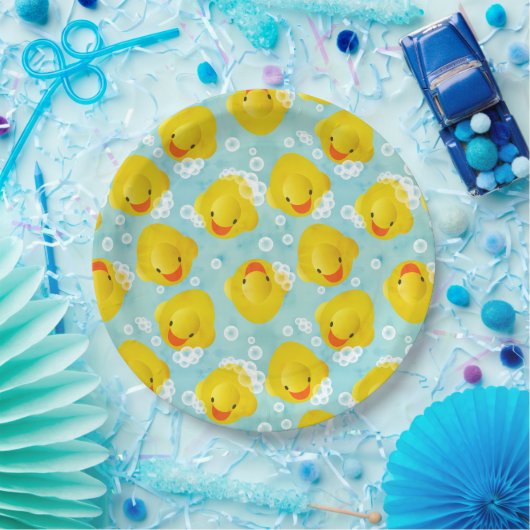 Assiettes En Carton Motif de bain canards en caoutchouc (Fête)