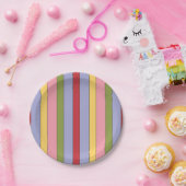 Assiettes En Carton Motif de bandes verticales colorées (Fête)