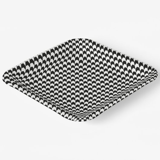 Assiettes En Carton Motif de base noir classique (Angulaire)