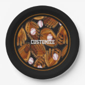 Assiettes En Carton Motif de baseball Mitts (Devant)