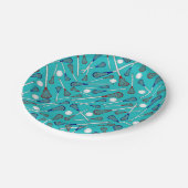 Assiettes En Carton Motif de bâtons de lacrosse de turquoise (Angle)