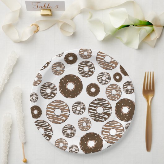 Assiettes En Carton Motif de beignes, beignets de chocolat, beignets d (Mariage)