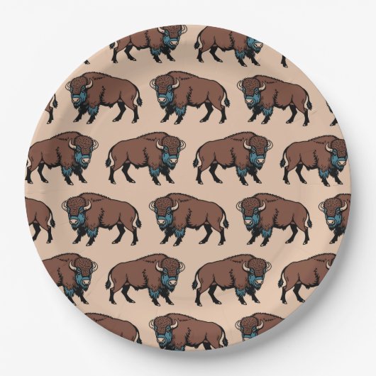Assiettes En Carton Motif de bison de Buffalo (Devant)