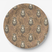 Assiettes En Carton Motif de bois illustré de Chouette Brown (Devant)