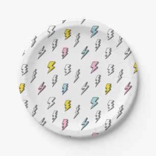 Assiettes En Carton Motif de boulon de foudre à doodle mignon