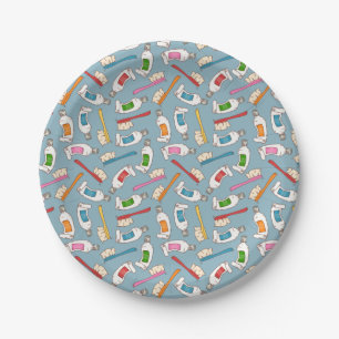 Assiettes En Carton Motif de brosse à dents et de pâte dentifrice