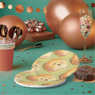 Assiettes En Carton Motif de burger au visage de chien adorable
