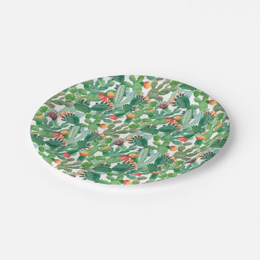 Assiettes En Carton Motif de cactus d'aquarelle (Angle)
