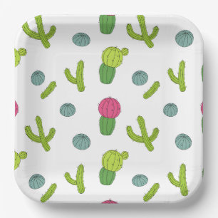 Assiettes En Carton Motif de Cactus du désert