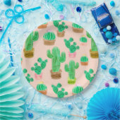 Assiettes En Carton Motif de cactus pointillés (Fête)