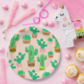 Assiettes En Carton Motif de cactus pointillés (Fête)