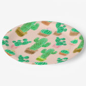 Assiettes En Carton Motif de cactus pointillés (Angle)