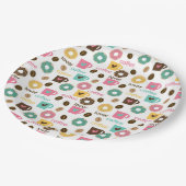 Assiettes En Carton Motif de café et de beignet (Angle)