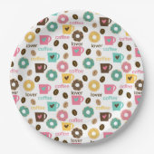 Assiettes En Carton Motif de café et de beignet (Devant)