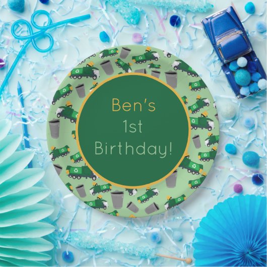 Assiettes En Carton Motif de camion-poubelle customisé (Fête)