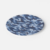 Assiettes En Carton Motif de camouflage bleu foncé (Angle)
