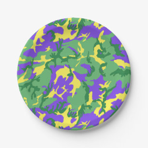 Assiettes En Carton Motif de Camouflage Mardi Gras
