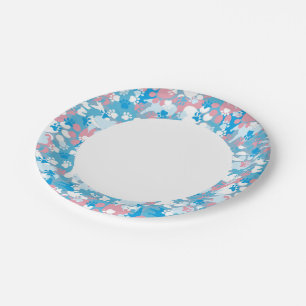 Assiettes En Carton Motif de camouflage rose et bleu