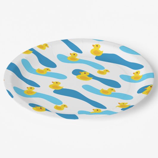 Assiettes En Carton Motif de canard en caoutchouc jaune (Angle)