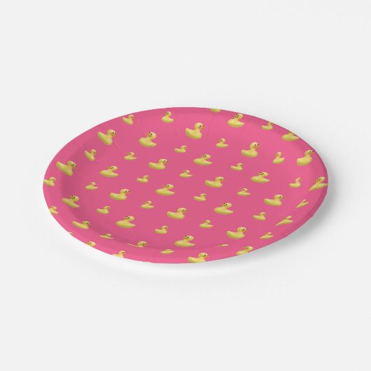 Assiettes En Carton Motif de canard en caoutchouc rose (Angle)