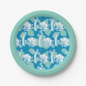 Assiettes En Carton Motif de caractères bleu Weasel & Baboon (Devant)