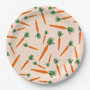 Assiettes En Carton Motif de carottes orange