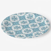 Assiettes En Carton Motif de carreaux bleus marocain (Angle)