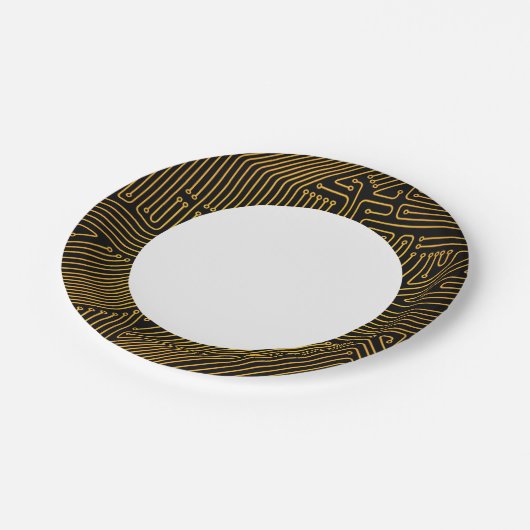 Assiettes En Carton motif de carte de circuit informatique (Angle)