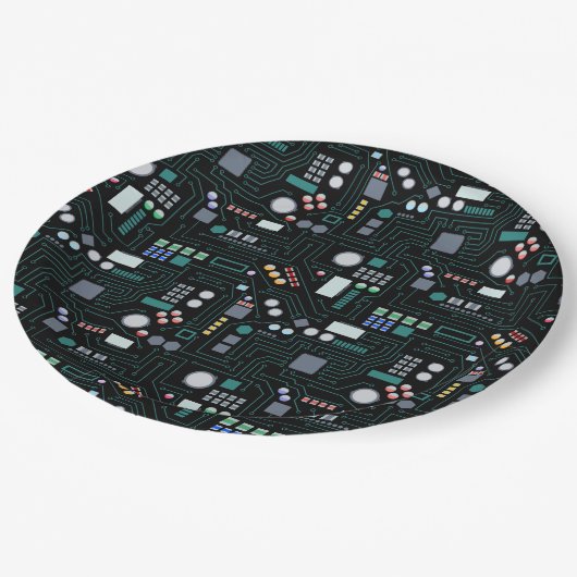 Assiettes En Carton Motif de carte de circuit informatique (Angle)