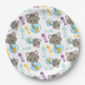 Assiettes En Carton Motif De Chats, Chats Mignons, Chatons, Poisson (Devant)