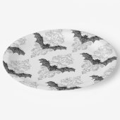 Assiettes En Carton Motif de chauves-souris blanches d'Halloween (Angle)