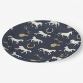 Assiettes En Carton Motif de Chevaux de Galloping Gris (Angle)